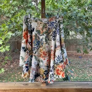 Anthropologie Ranna Gill Floral Print Ruffled Skirt Size 10
